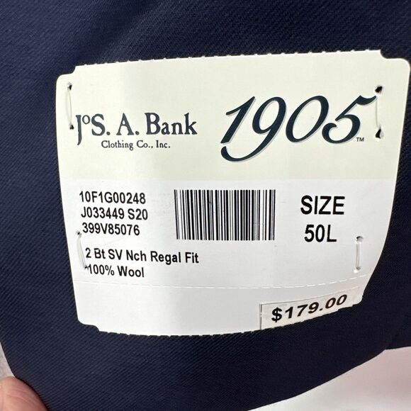 Jos. A. Bank Men's Blazer Sport Coat 50L 100% Wool Regal Bright Blue Twill $179 - Picture 4 of 12